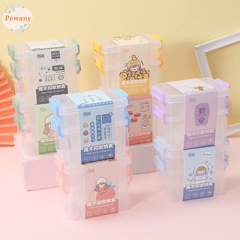 Set 3 Hộp Đựng Kẹp Đinh Tán Để Bàn Mini Trong Suốt Chống Nước Đa Năng