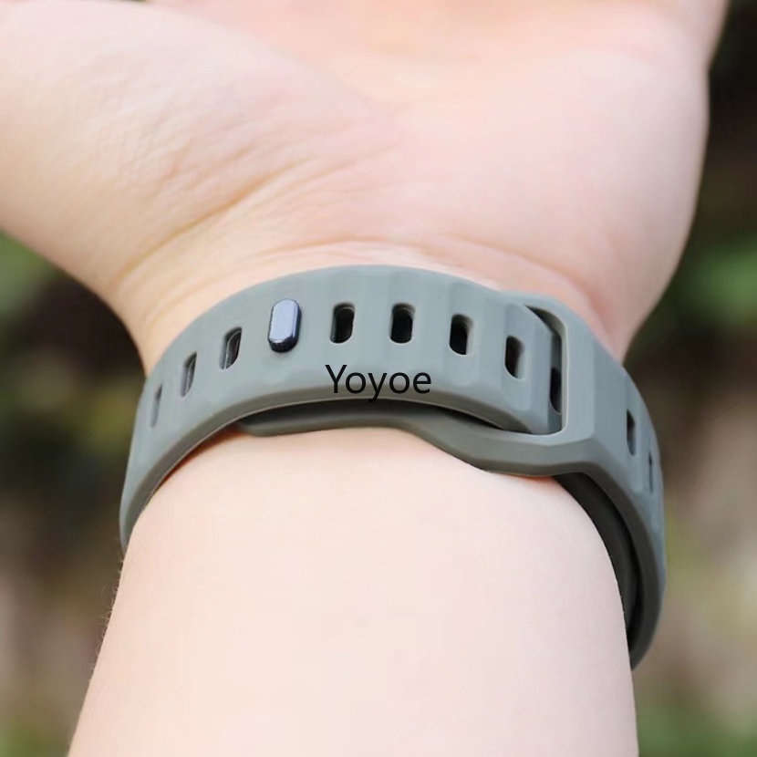 Dây Đeo Đồng Hồ Bằng Silicon Mềm Màu Đen Khóa Vuông Cho iWatch Series 8 7 SE 6 5 4 3 2 1 49mm 41mm 44mm 40mm 42mm 38mm