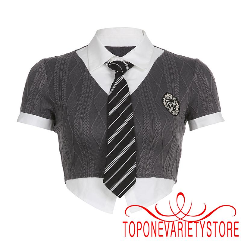 Áo Thun Lửng Ngắn Tay Phong Cách Hàn Quốc Quyến Rũ Dành Cho Nữ