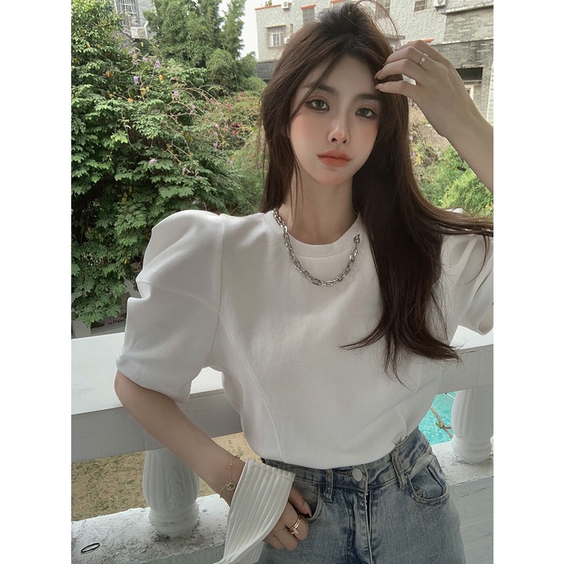 Áo Thun Tay Ngắn Dáng Rộng Phối Dây Xích Thời Trang Mùa Hè Cho Nữ