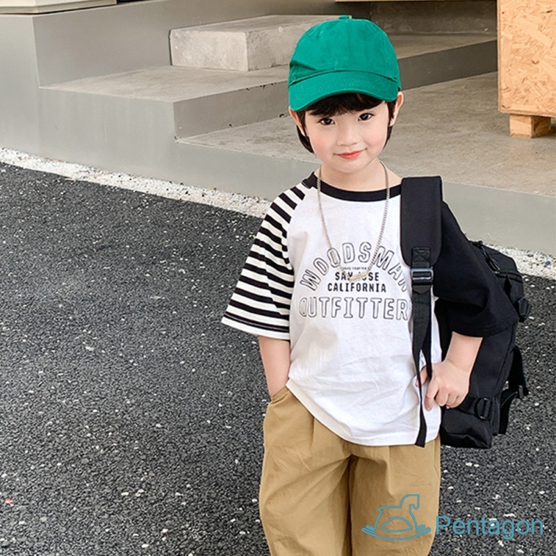 Bộ Đồ Thể Thao Áo Thun Tay Ngắn Phối Quần Short Thoáng Khí Thời Trang Mùa Hè Cho Bé Trai