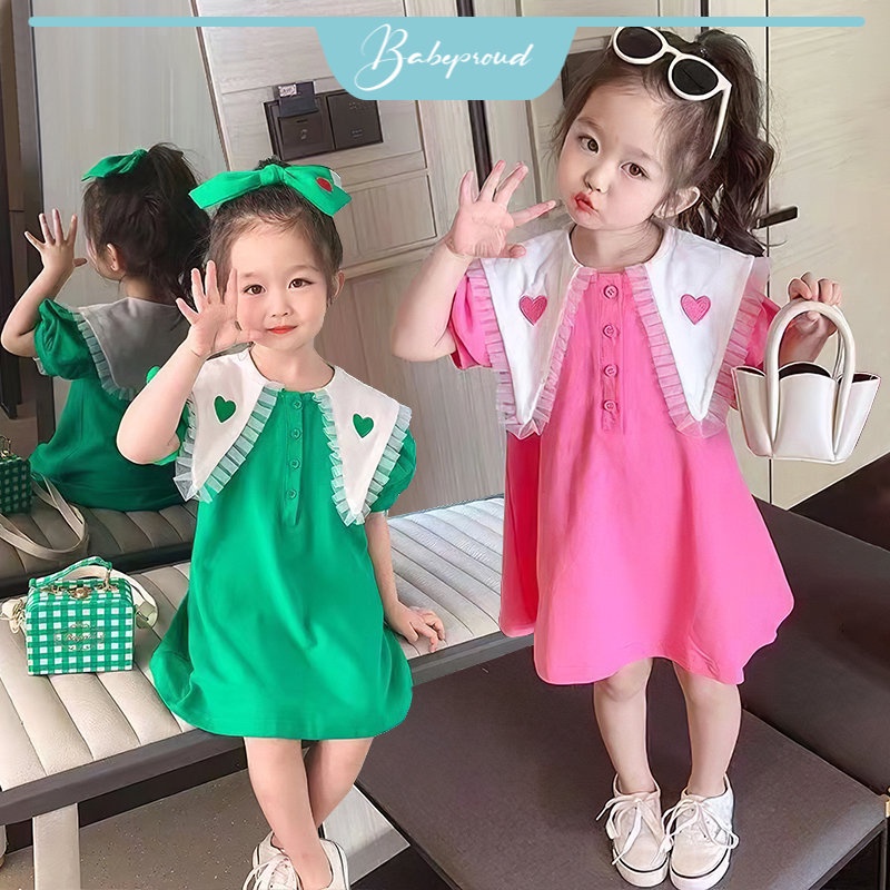 BABEPROUD Đầm Thời Trang Mùa Hè Phong Cách Hàn Quốc Dành Cho Bé Gái 1-7 Tuổi
