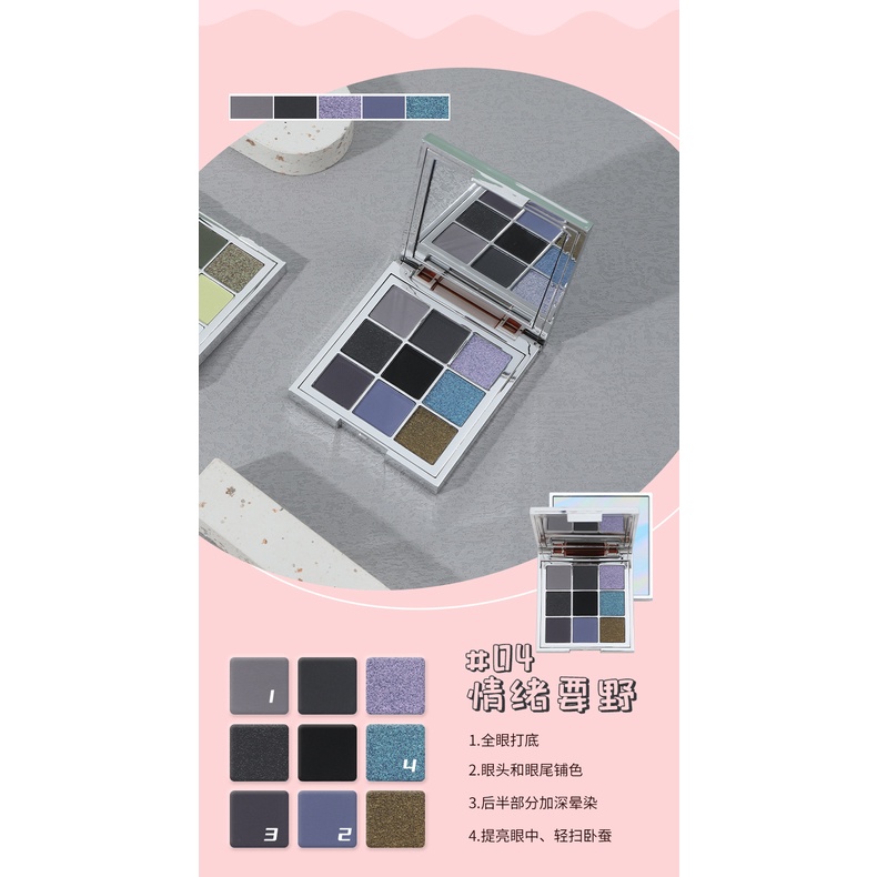 Bảng Phấn Mắt SHEDELLA Chín Màu Xanh Lá Đen Tím