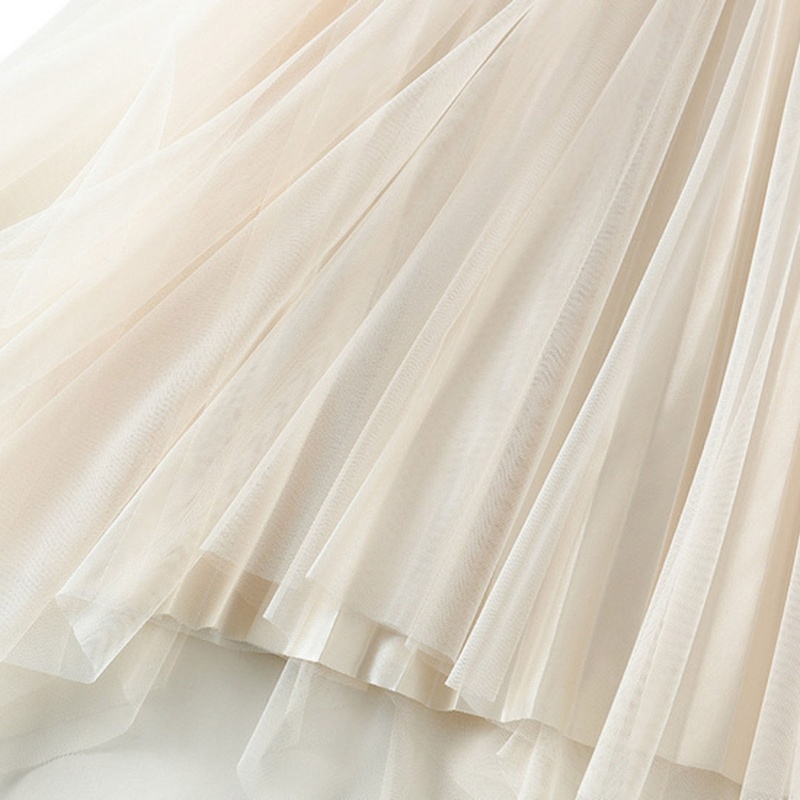 Xiangbao Chân Váy Midi Dáng Chữ A Dài Vải Tuyn Lưới Xuyên Thấu Nhiều Lớp Đính Hạt Trang Trọng Cho Nữ