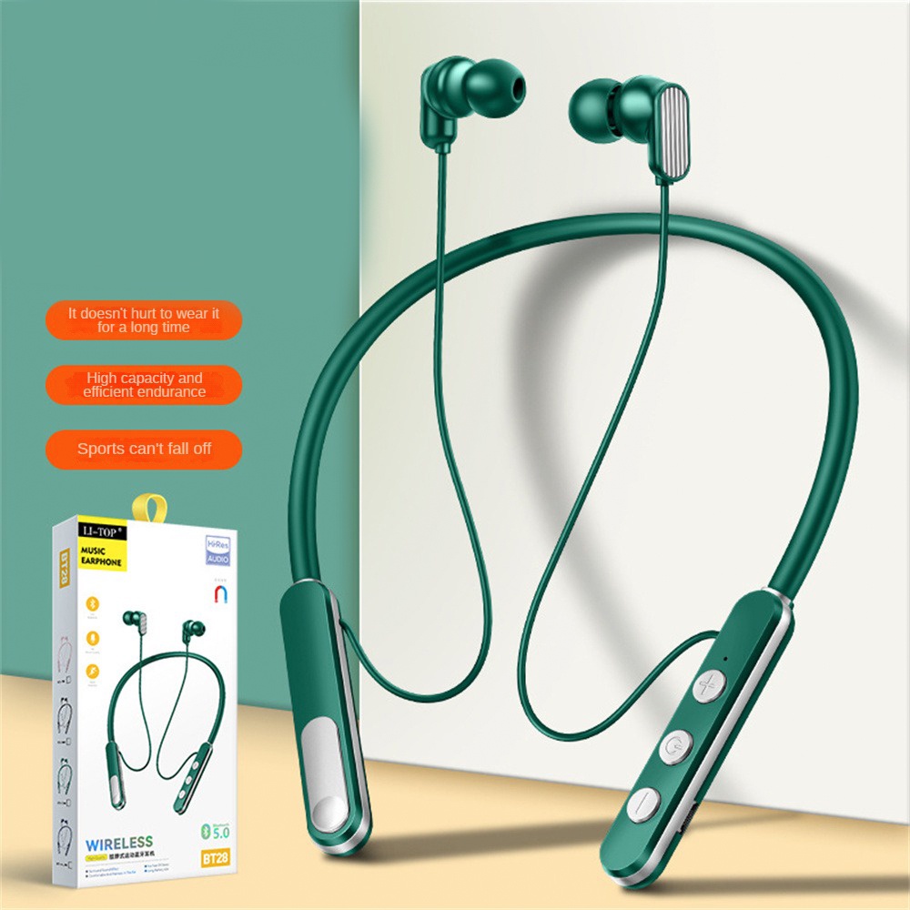 Bt28 Tai nghe không dây Bluetooth Tai nghe hai tai cổ treo tai nghe thể thao âm thanh nổi bài hát trong tai tai nghe Earbuds từ tính cloud1