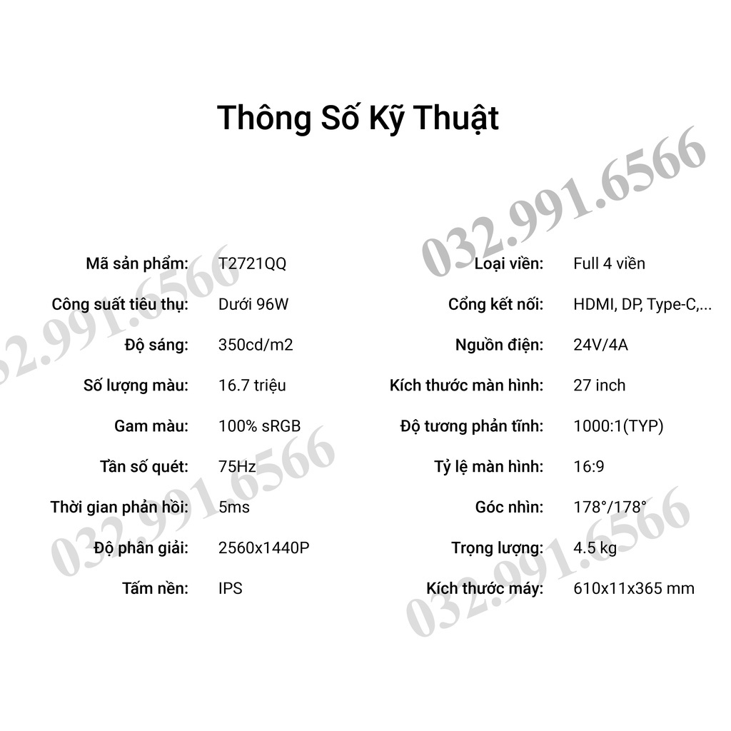 Màn Hình Máy Tính Gaming TOMKO T2721QQ 27 Inch 2K, Tấm nền IPS Tần số quét 75HZ- Chính hãng Tomko