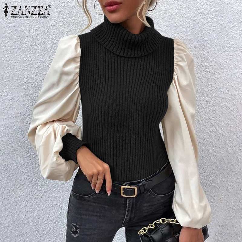 Zanzea Áo Len Nữ Dài Tay Cổ Lọ Thời Trang