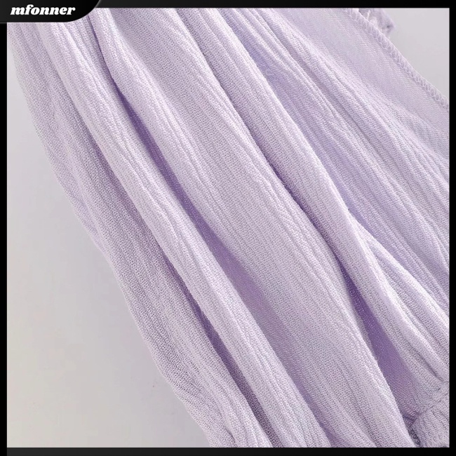 Đầm Hai Dây Cổ Chữ V Phối Lưới Màu Sắc Trơn Thời Trang Mùa Hè Cho Nữ