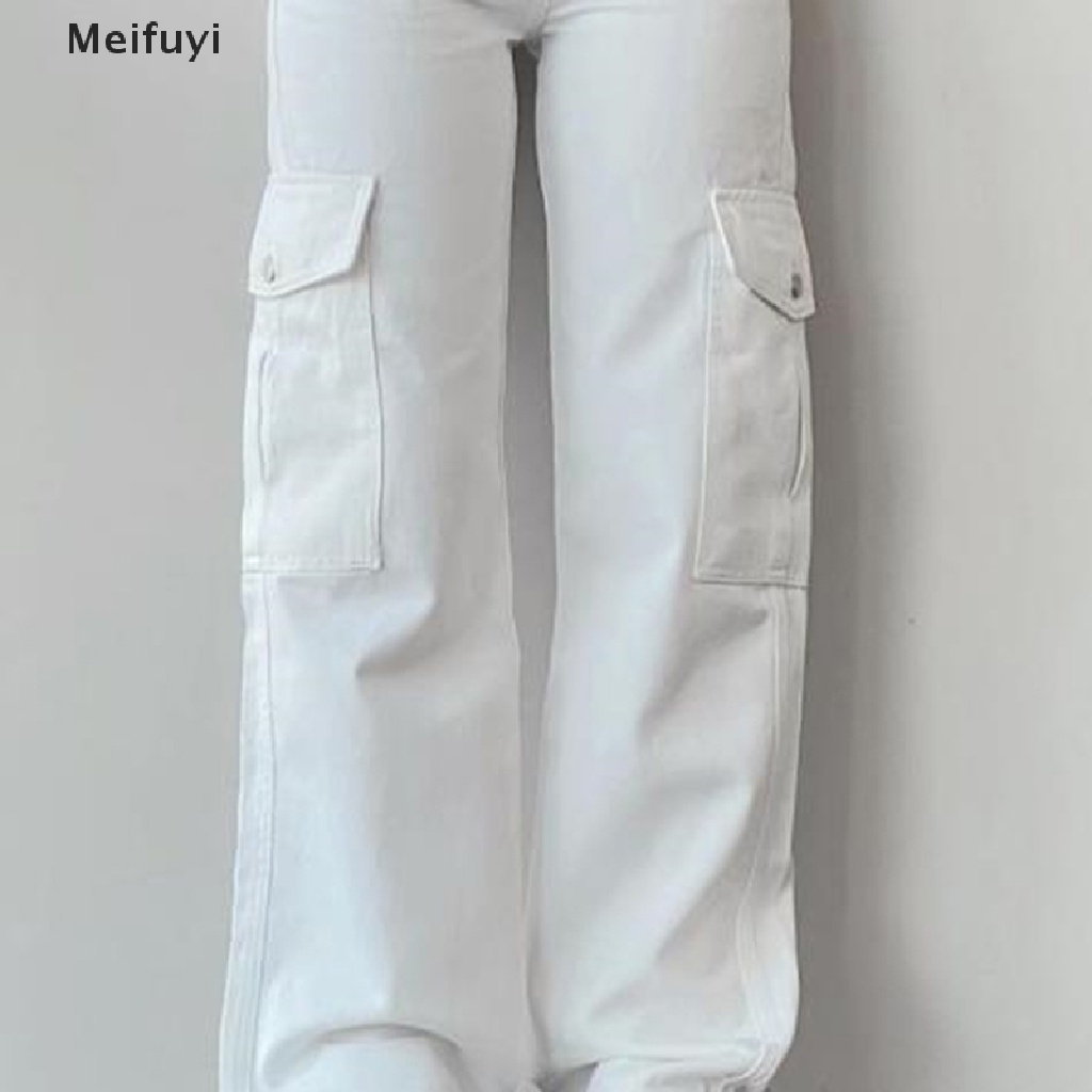 Quần Jean Baggy Lưng Cao Y2k Có Nhiều Túi Và Khóa Kéo Phong Cách Vintage Dành Cho Nữ