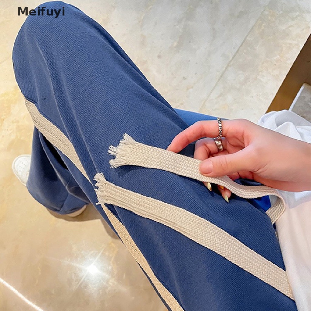 [Meifuyi] Quần Thể Thao Ống Rộng Ghép Nối Lưng Cao Đơn Giản Dễ Phối Đồ Cho Nữ