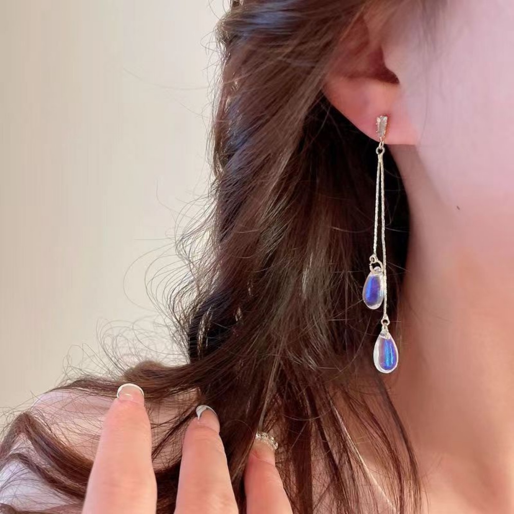 Bông Tai Tua Rua Dáng Dài Nhiều Màu Sắc Thời Trang Sang Trọng Cho Nữ