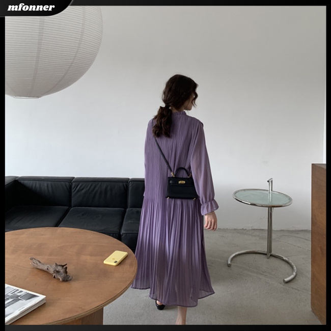 Đầm Nữ Tay Dài Dáng Rộng Màu Sắc Thanh Lịch