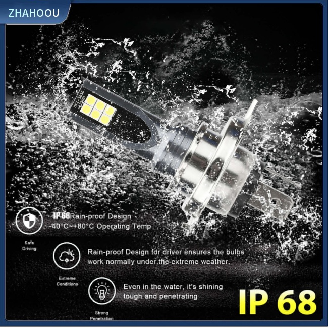 ☃Nhà Cửa☃ Bộ 4 Bóng Đèn Pha Led H4 9003 Hb2 6000k Ip68 Ánh Sáng Trắng Chống Thấm Nước