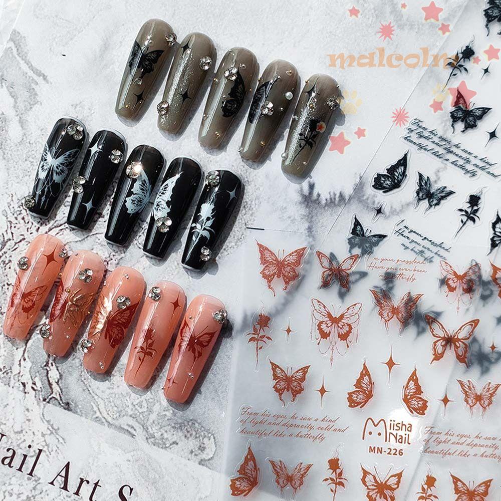 Miếng Dán Trang Trí Móng Tay Hình Bướm / Trái Tim / Hoa Thời Trang