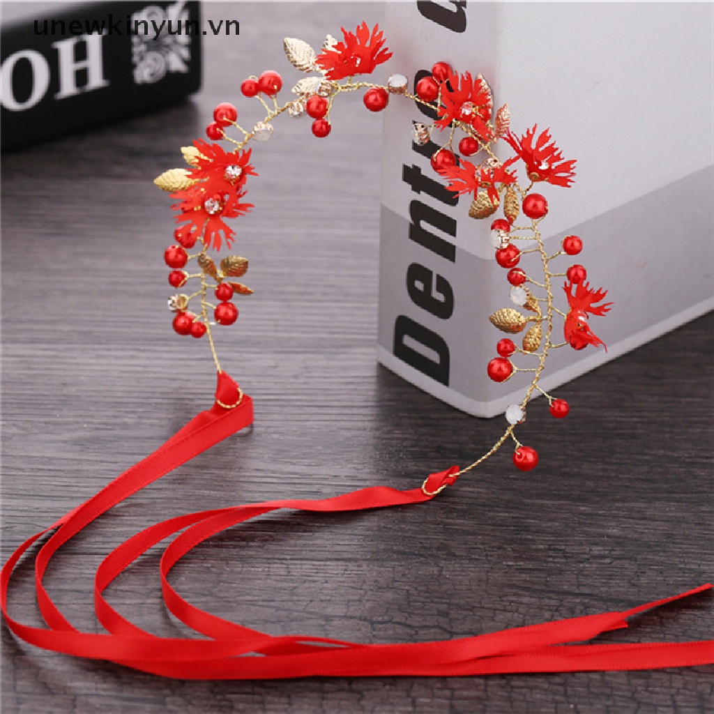 Vòng Hoa Cài Tóc Phối Ruy Băng Xinh Xắn Cho Cô Dâu Vn VN VN