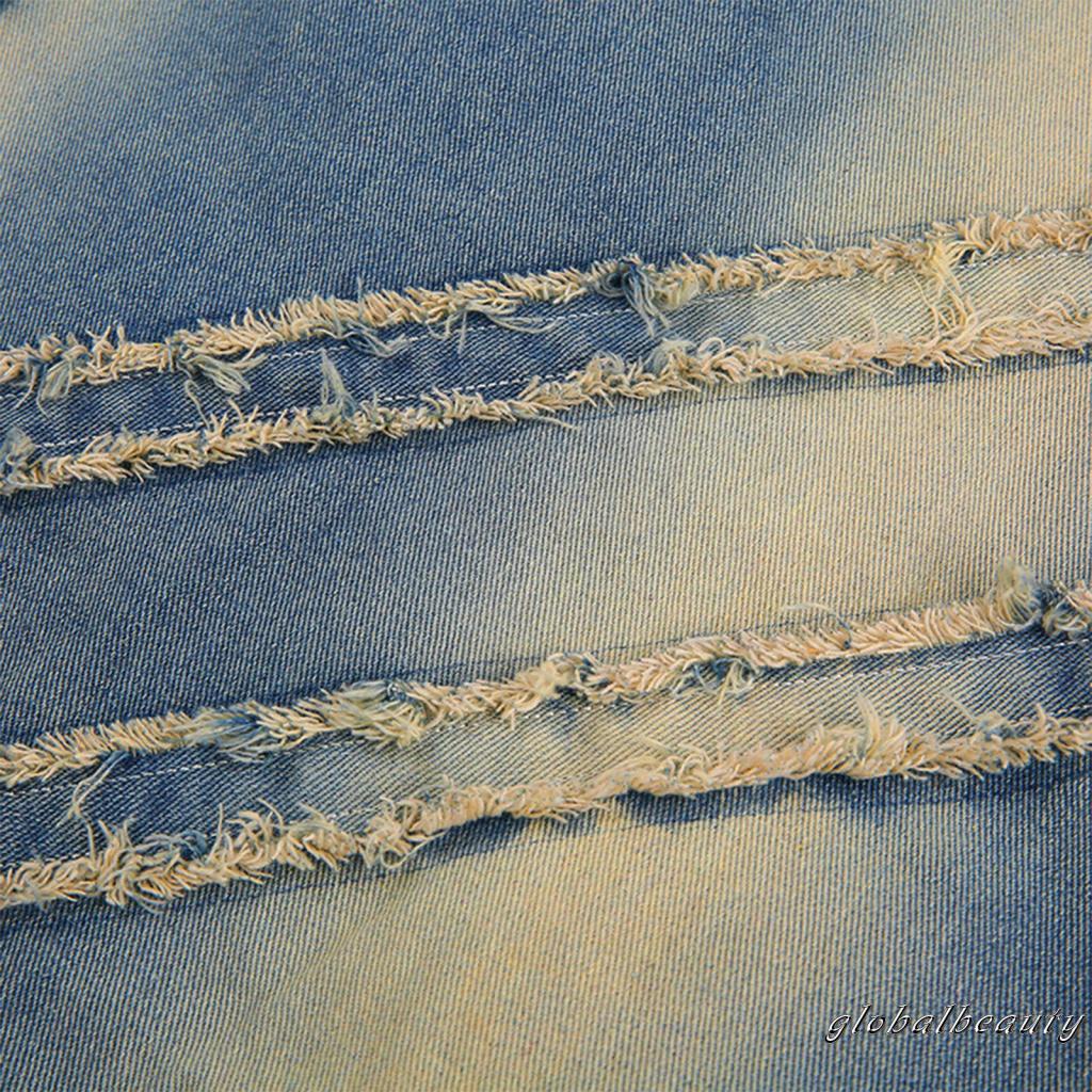 Chân Váy Jeans Chữ A Viền Vá Cá Tính Cho Nữ