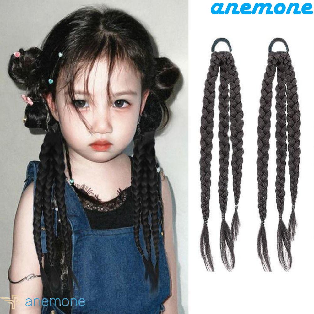 Tóc Giả Thắt Bím Y2K Màu Đen Tự Nhiên Thời Trang Cho Bé Gái Tập Boxing