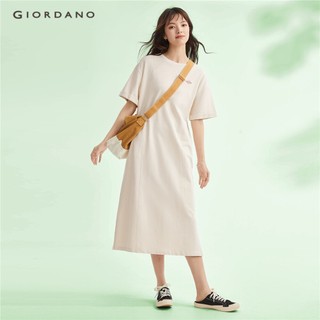 Đầm terry cotton GIORDANO 05463474 tay ngắn có huy hiệu cho nữ