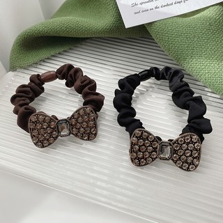 Dây buộc tóc vải lụa satin co giãn đính đá pha lê thời trang cho nữ