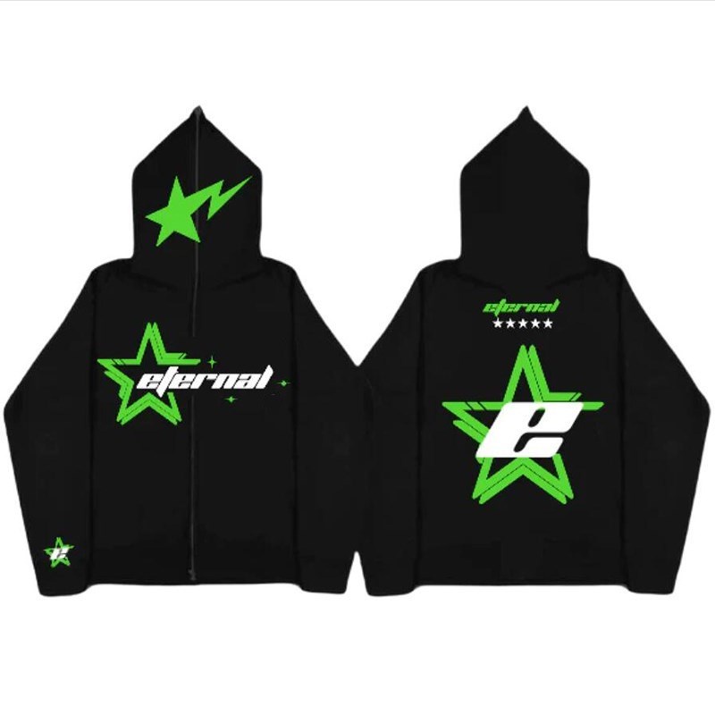 Áo Khoác Hoodie Thể Thao Tay Dài Có Khóa Kéo In Hình Ngôi Sao Thời Trang Phong Cách Gothic Dành Cho Nam