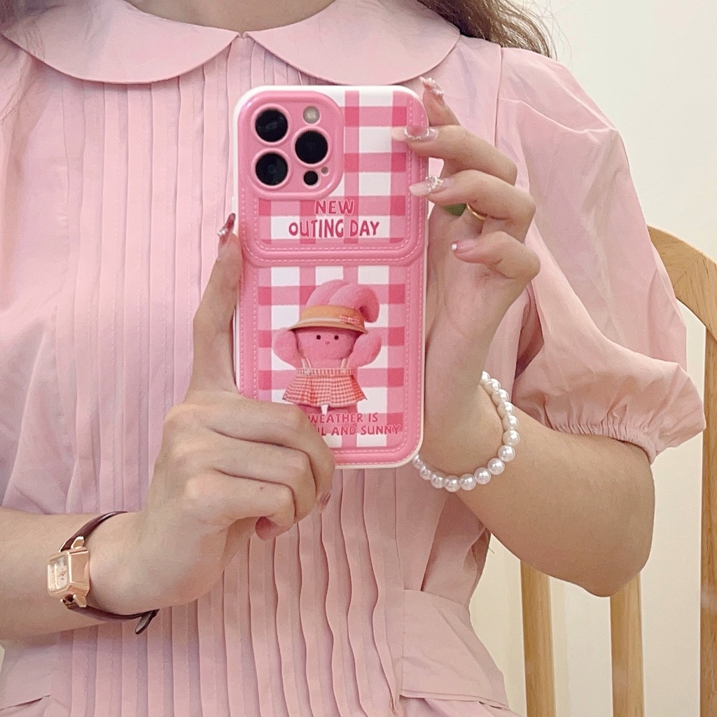 Ốp Điện Thoại TPU Silicon Mềm Chống Sốc In Hình Thỏ Hoạt Hình Thiết Kế Dạng Ví Cho iPhone 11 12 13 14 PRO MAX