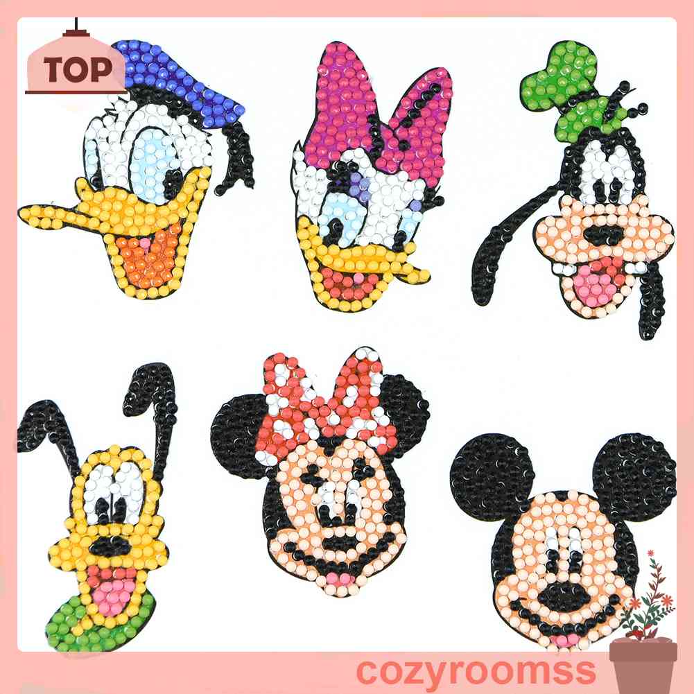 Bộ 6 Tranh Đính Đá Tự Làm Hình Động Vật Nhiều Màu Sắc