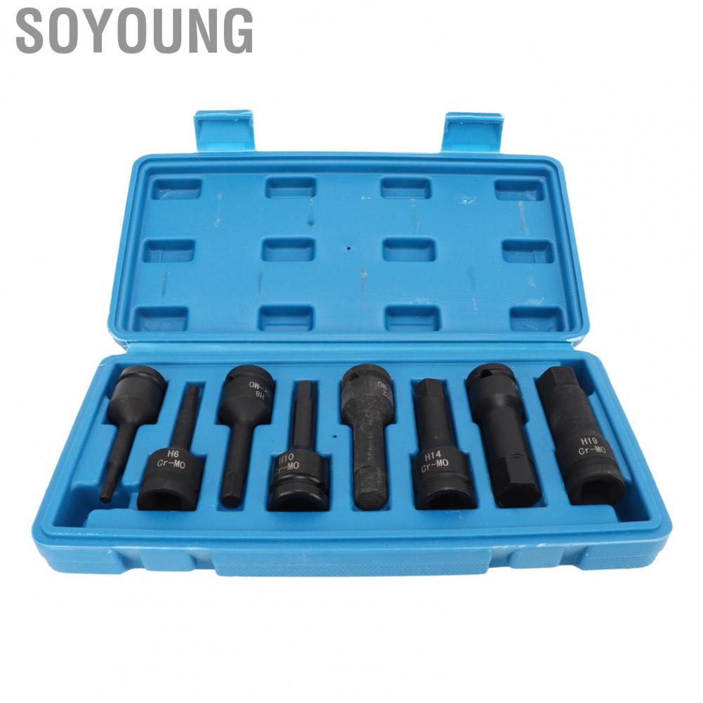 Soyoung Hex Bit Socket Kit Heat Treated High Torsion H5 To H19  Impact for Vehicle Lawn Equipment
