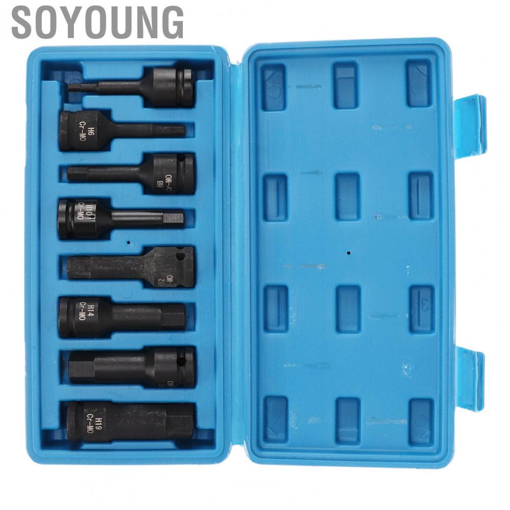 Soyoung Hex Bit Socket Kit Heat Treated High Torsion H5 To H19  Impact for Vehicle Lawn Equipment