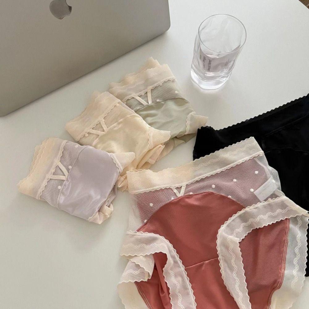 Quần Lót Lưới Satin Co Giãn Trong Suốt Thoáng Khí Chống Vi Khuẩn Phong Cách Hàn Quốc