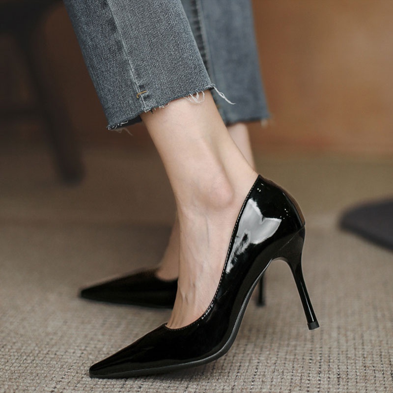 Giày Cao Gót Mũi Nhọn Màu Đen / Nude Thời Trang Công Sở Dành Cho Nữ