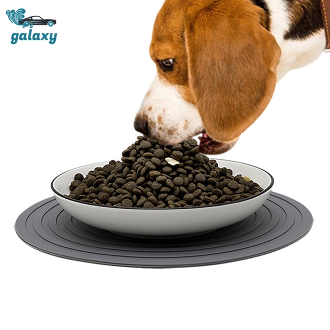 Galaxy Thảm Silicon Tròn Lót Tô Đựng Thức Ăn Chống Trượt Màu Trơn Cho Thú Cưng