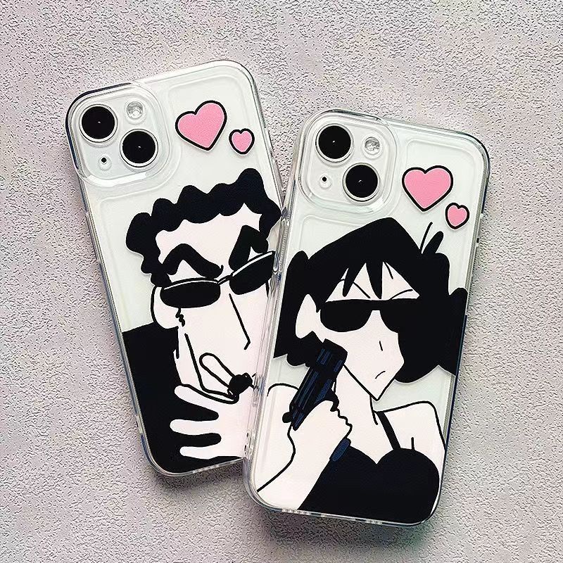 ✅Ốp Điện Thoại Mềm Trong Suốt Hình Cặp Đôi Độc Đáo Cho iPhone14ProMaxx 13