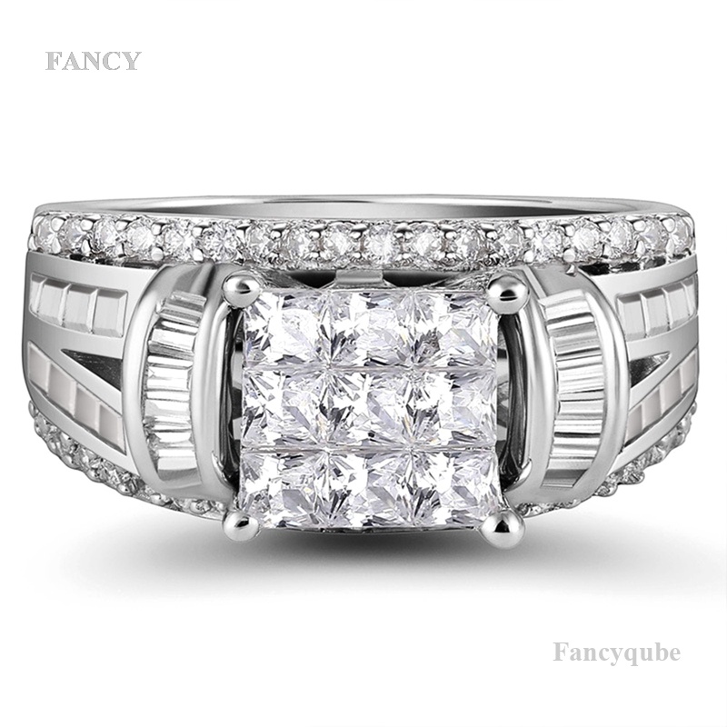 Nhẫn Đính Hôn Mặt Vuông Màu Sắc Chất Lượng Cao Dành Cho Nữ