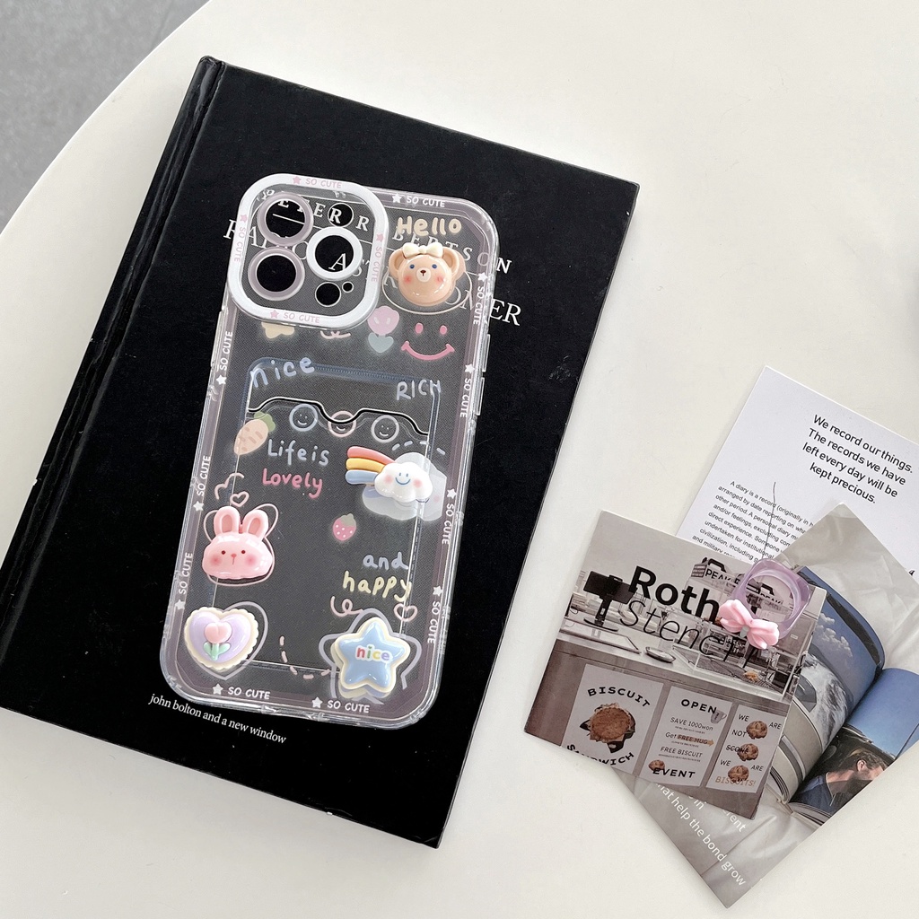 Ốp Điện Thoại TPU Silicon Mềm Trong Suốt Họa Tiết 3D Dễ Thương Cho iPhone 14 13 12 11 Pro XR XS Max 7 8 14 Plus