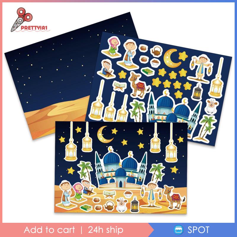 1 Tờ Sticker Phong Cảnh Ramadan DIY Vui Nhộn Cho Bé