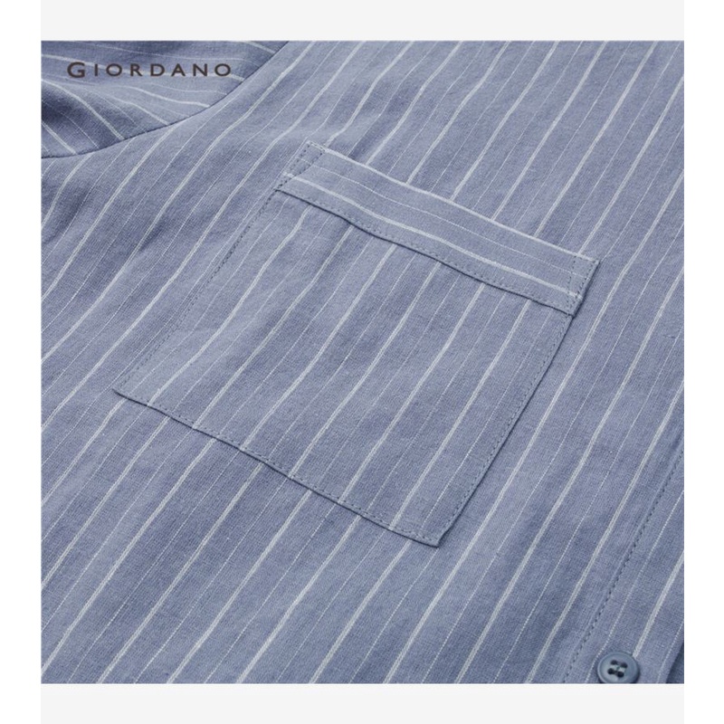 GIORDANO WOMEN Linen cotton elbow-length sleeve loose shirt 05343459