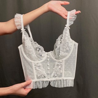 Bộ Đồ Lót Ren Mỏng Kiểu Xương Cá Phong Cách Pháp Quyến Rũ