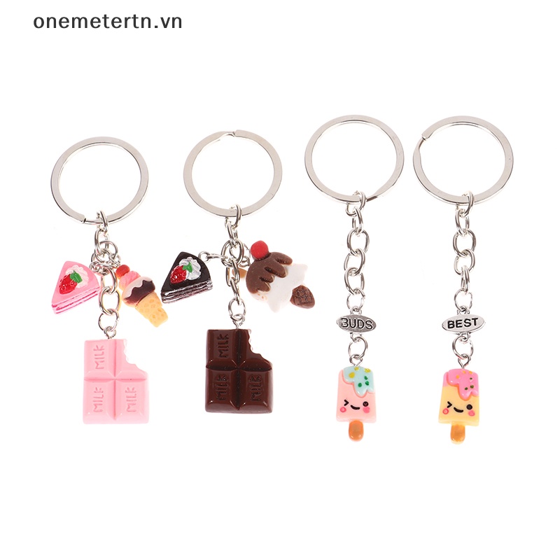Onemetertn Móc Khóa Hình Bánh Kem / Trà / Kẹo / Món Tráng Miệng Thủ Công Đáng Yêu Cho Nữ
