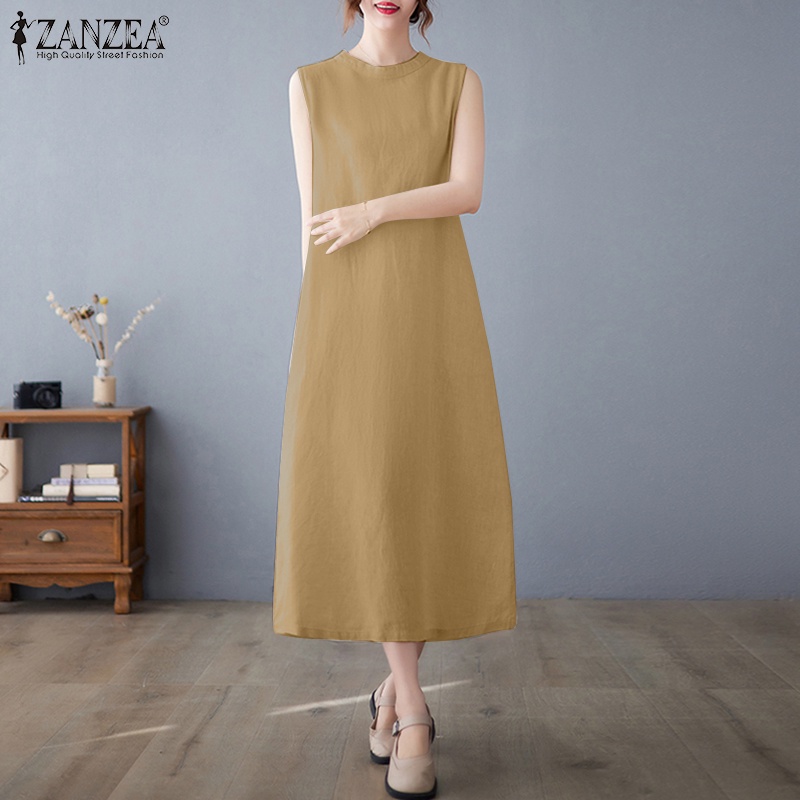 Đầm Dài Không Tay Cổ Tròn Thời Trang Cho Nữ