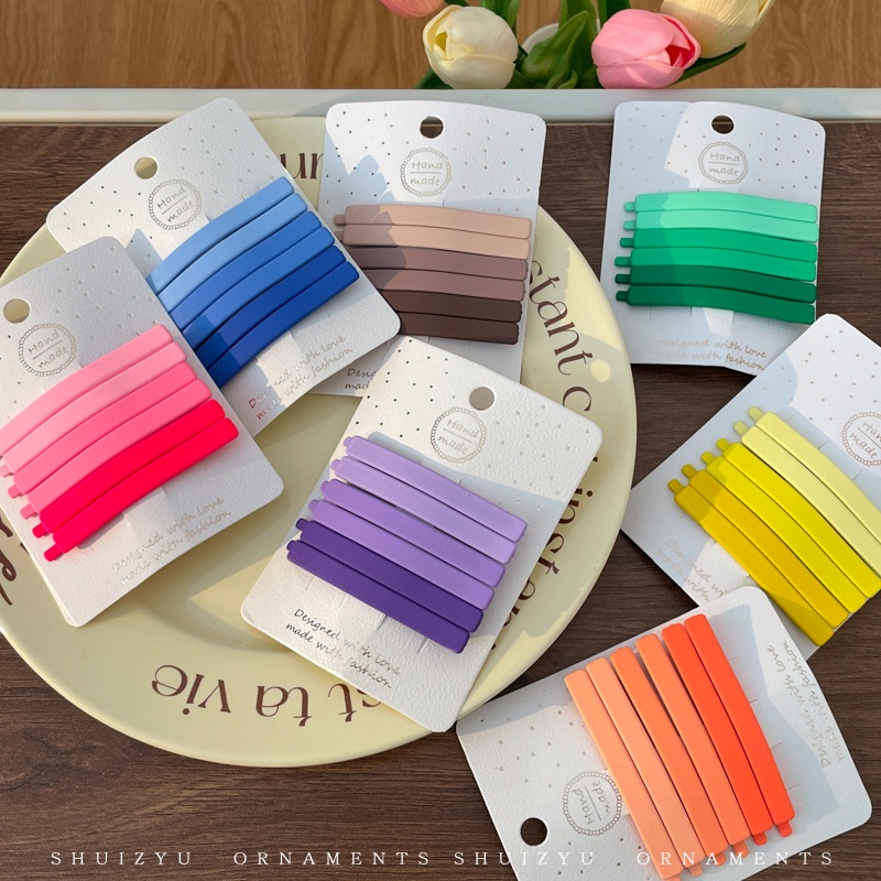 Bộ 6 Kẹp Tóc Một Bên Không Để Lại Dấu Vết Màu Sắc Dành Cho Bạn Gái