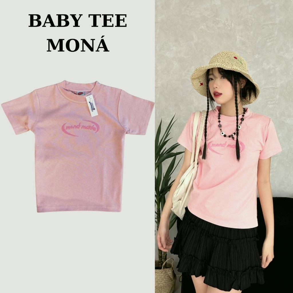 Áo baby tee MONÁ - TERRA, Áo phông baby tee nữ chất thun cotton co dãn hot trend