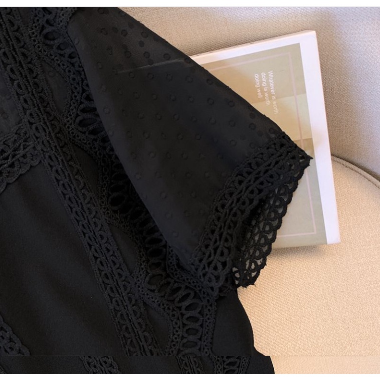 Áo Sơ Mi Voan Tay Ngắn Màu Đen Dáng Ôm Thời Trang Mùa Hè Dành Cho Nữ