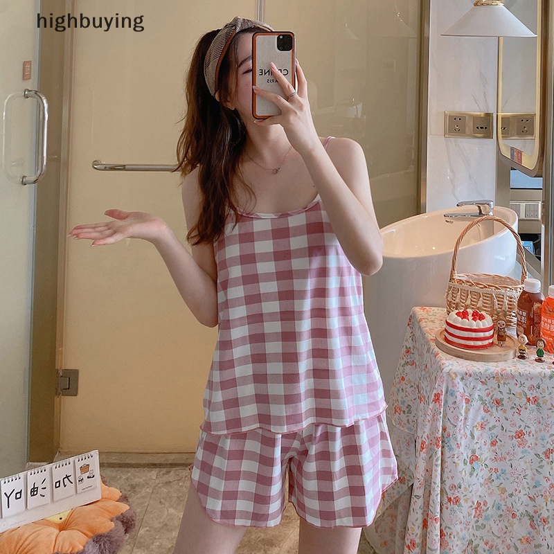 Bộ Đồ Ngủ 2 Mảnh Áo Hai Dây Phối Quần Short Dáng Rộng In Hoạt Hình Thời Trang Mùa Hè Cho Bạn Gái