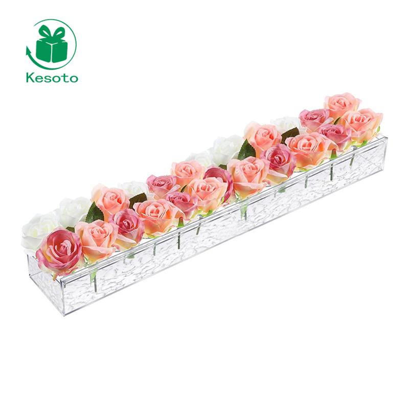 Lọ hoa Kesoto 2 bằng acrylic trong suốt hình chữ nhật dài dùng trang trí bàn làm việc