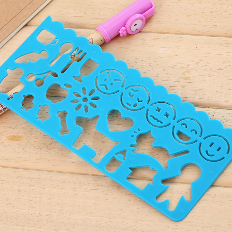 Bộ 4 Thước Kẻ Hình Học Đa Năng Họa Tiết Hoạt Hình Sáng Tạo