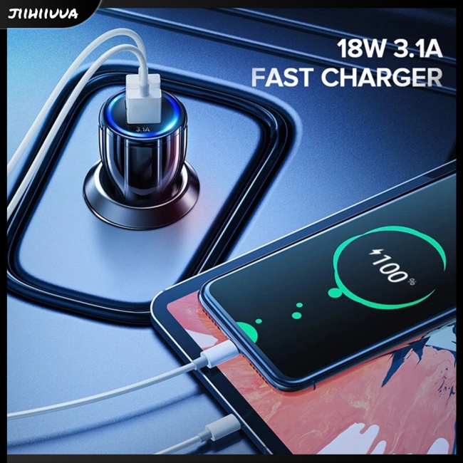 Cục Sạc Nhanh Qc3.0 Kép Usb Kép Bằng Hợp Kim Nhôm Thông Minh Cho Xe Hơi