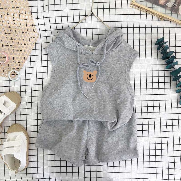 Bộ Đồ Thể Thao Áo Hoodie Tay Ngắn Phối Quần Short Thời Trang Mùa Hè 2023 Cho Bé