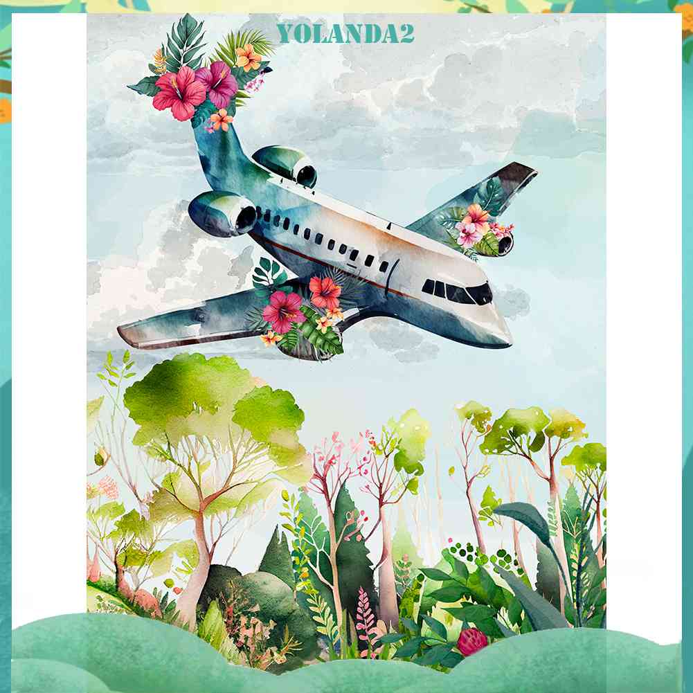 Tranh Đính Đá Kim Cương Toàn Bộ 5D DIY Hình Vẽ Máy Bay Dùng Trang Trí Nhà