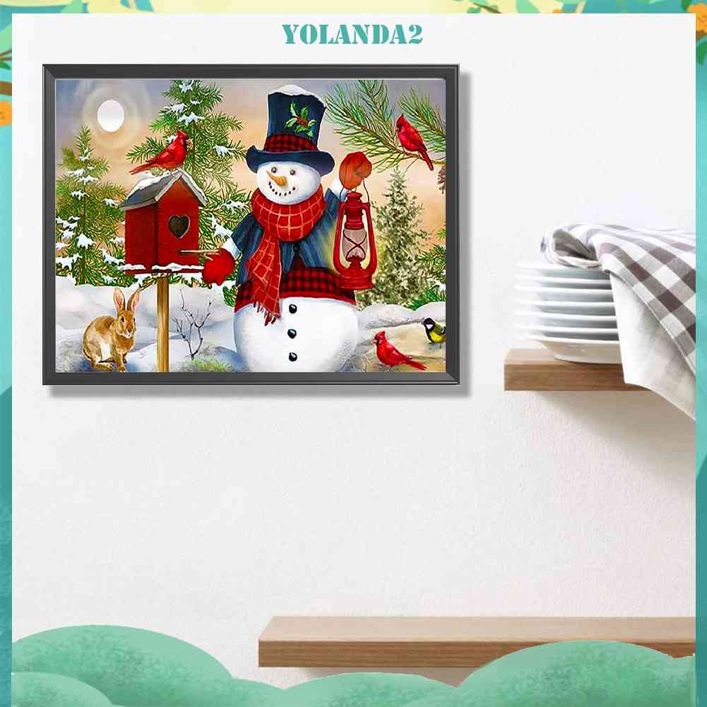 Tranh Đính Đá Kim Cương Toàn Bộ 5D DIY Hình Người Tuyết Giáng Sinh