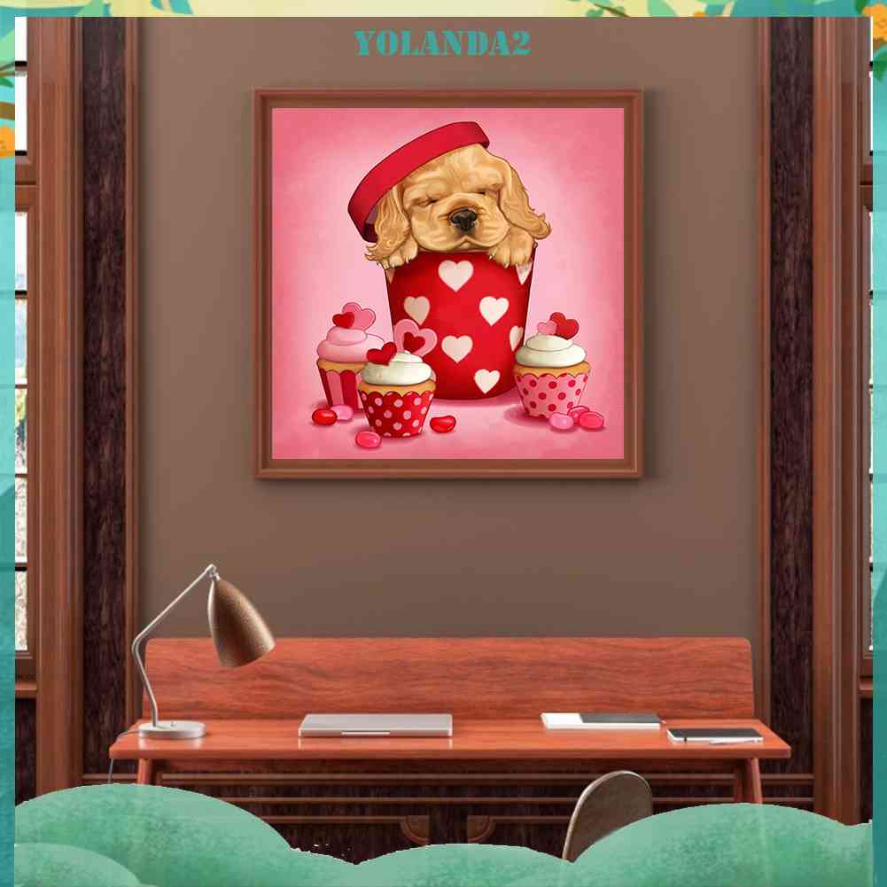 Tranh Đính Đá Kim Cương Toàn Bộ 5D DIY Hình Vẽ Chó Trang Trí Nhà Cửa